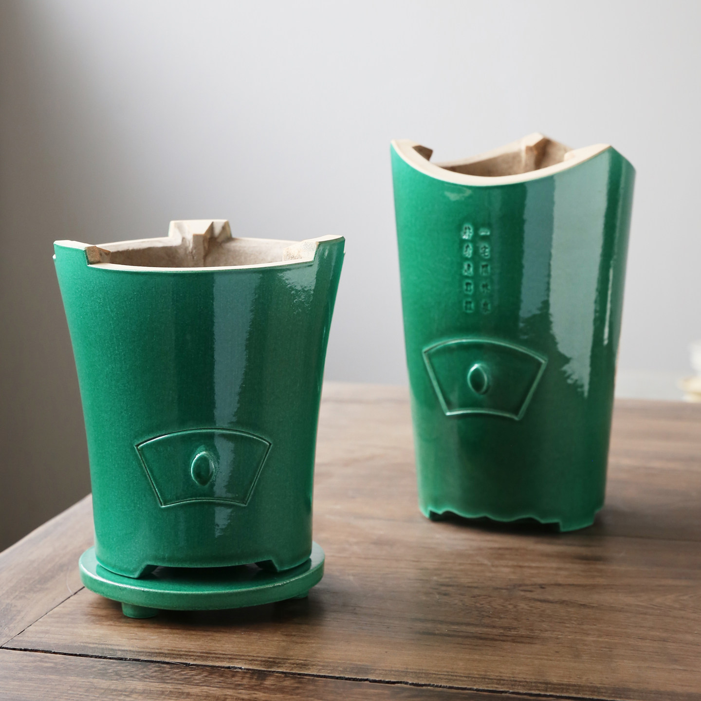 手工白泥烧炭孔雀绿釉煮茶器中式老式复古碳火炉取暖酒精燃料炉