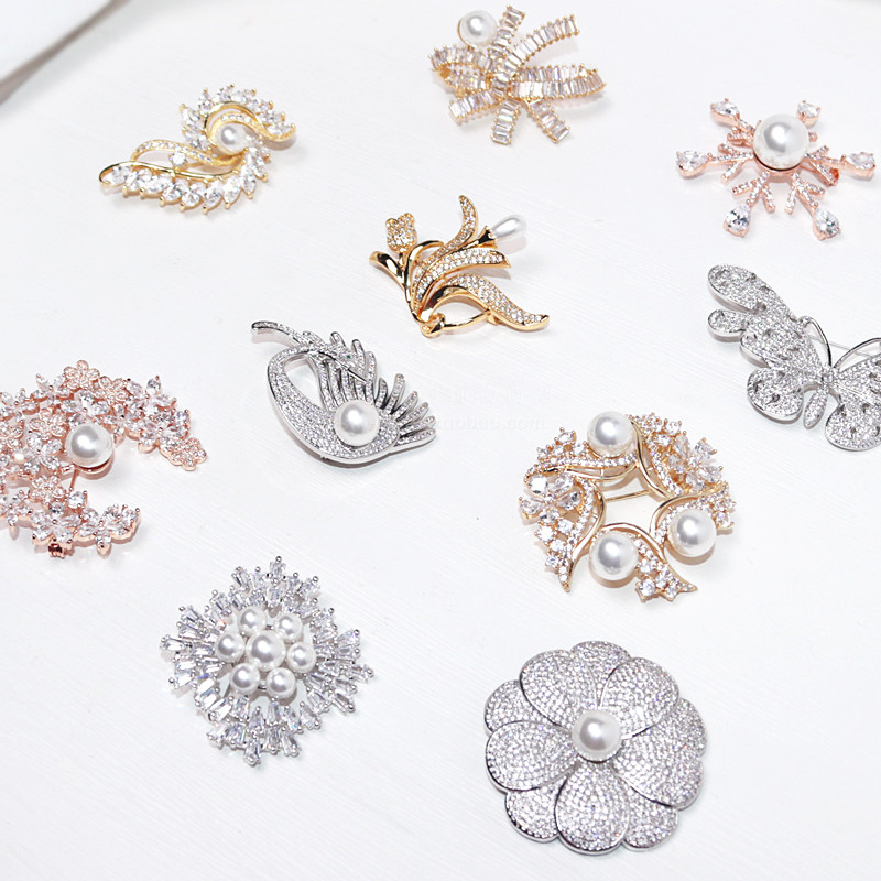 锆石精品胸针复古轻奢小众设计多款选仿珍珠zircon brooch pins