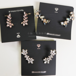 美国轻奢品牌BB 复古宝石短的耳廓夹耳环3款选earcuff earrings