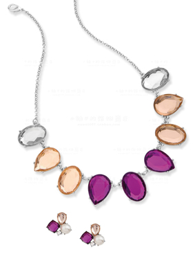 水滴宝石礼服年会耳钉毛衣项链