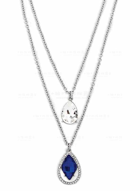 镀银蓝色宝石通勤风礼服短项链