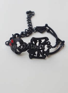 戴蝴蝶结骷髅骨架手链