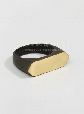 ICON BRAND男士中性高端黑纯铜设计感戒指 mixed matel ring