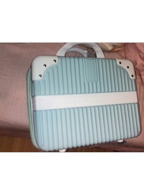 手提行李箱 蓝绿色 22x28可放化妆品，首饰，旅行也可以袋
