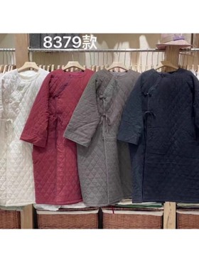 小莲~23378大被子棉服周身菱格衍缝圆领斜襟盘扣棉衣中长款袍子女
