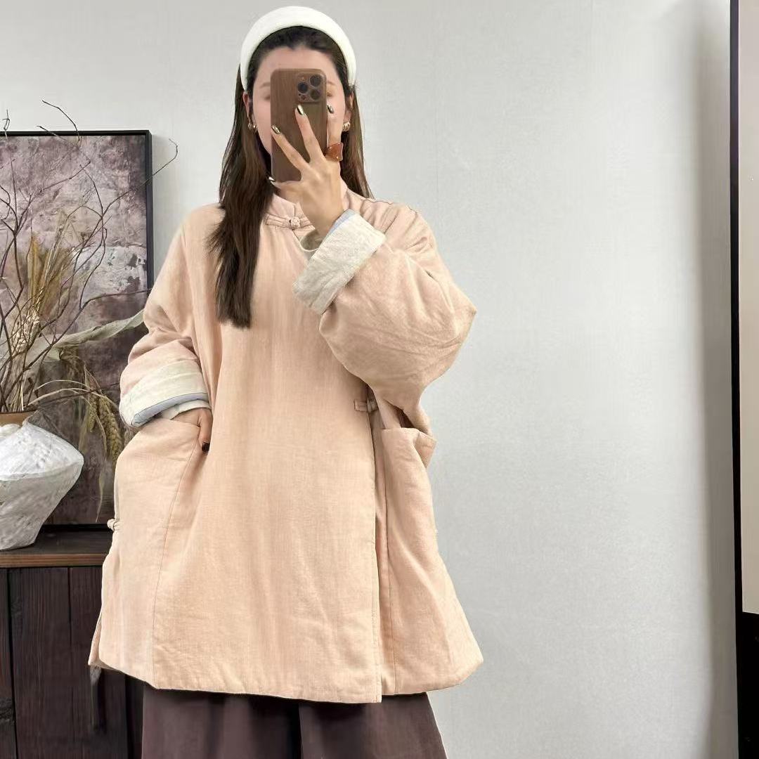 亚麻夹棉小棉袄复古文艺禅意上衣