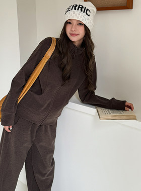布小调女士春秋立领休闲套家居服