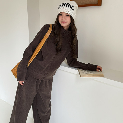 布小调女士春秋立领休闲套家居服