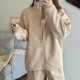 女士海豚绒睡衣立领拉链套装 25冬季 新款 摇粒绒加厚保暖宽松家居服