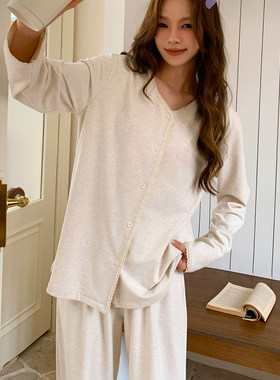 女士简约春秋保暖羊绒家居服