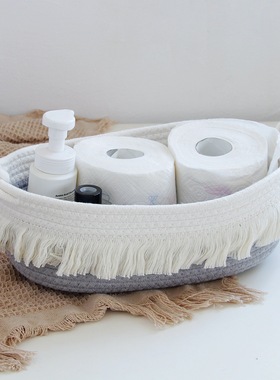 欧式收纳盒家居用品化妆品桌面收纳筐手工编织欧美手提收纳篮