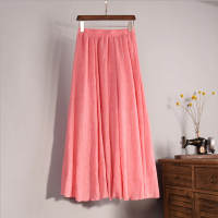 Spring and summer retro cotton and linen mid-length skirt, slimming, large-sized forest-themed artistic A-line skirt, pleated half skirt for women thumbnail 8