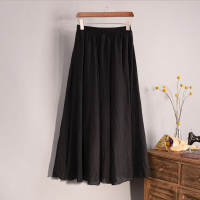 Spring and summer retro cotton and linen mid-length skirt, slimming, large-sized forest-themed artistic A-line skirt, pleated half skirt for women thumbnail 2