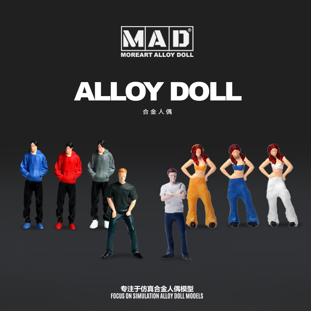 MAD1:64 汽修女工 休闲 人偶 合金 微缩 造景 沙盘DIY 小人 人仔
