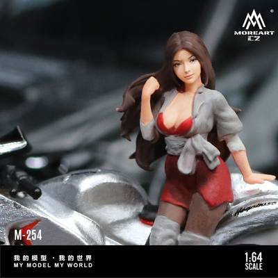 汇艺MoreArt 1:64  银色战隼摩托靓女人偶套装树脂模型