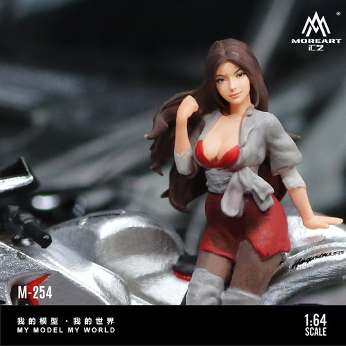 汇艺MoreArt 1:64  银色战隼摩托靓女人偶套装树脂模型