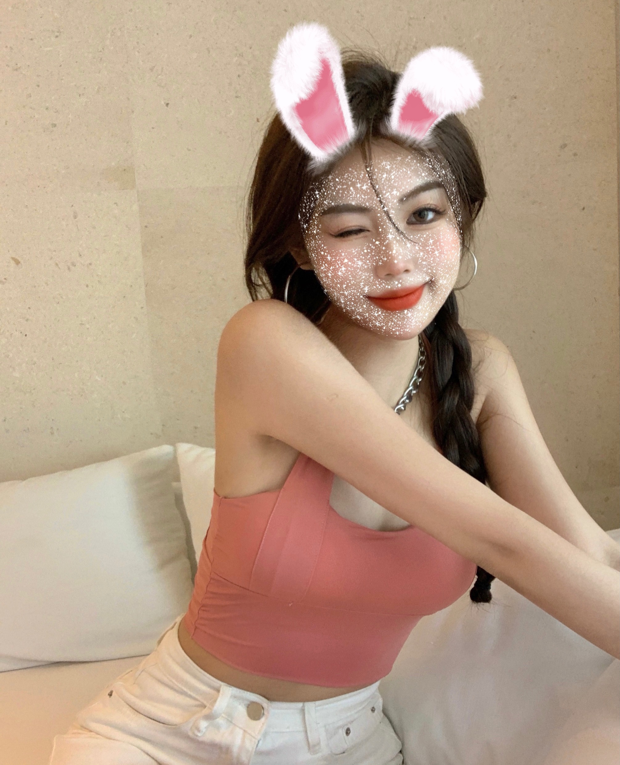 Korean slim big elastic ice silk sling vest