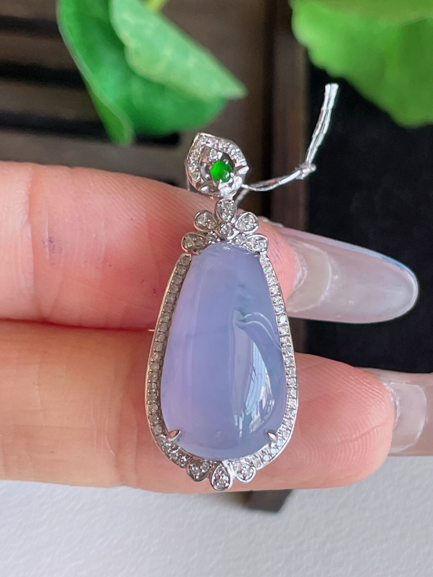 天然缅甸A货翡翠老坑18k金镶嵌冰润紫罗兰福瓜吊坠玉挂件有证书女