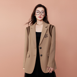 伊华欧秀复古美拉德卡其色西装 外套E33AS0511 限时直降