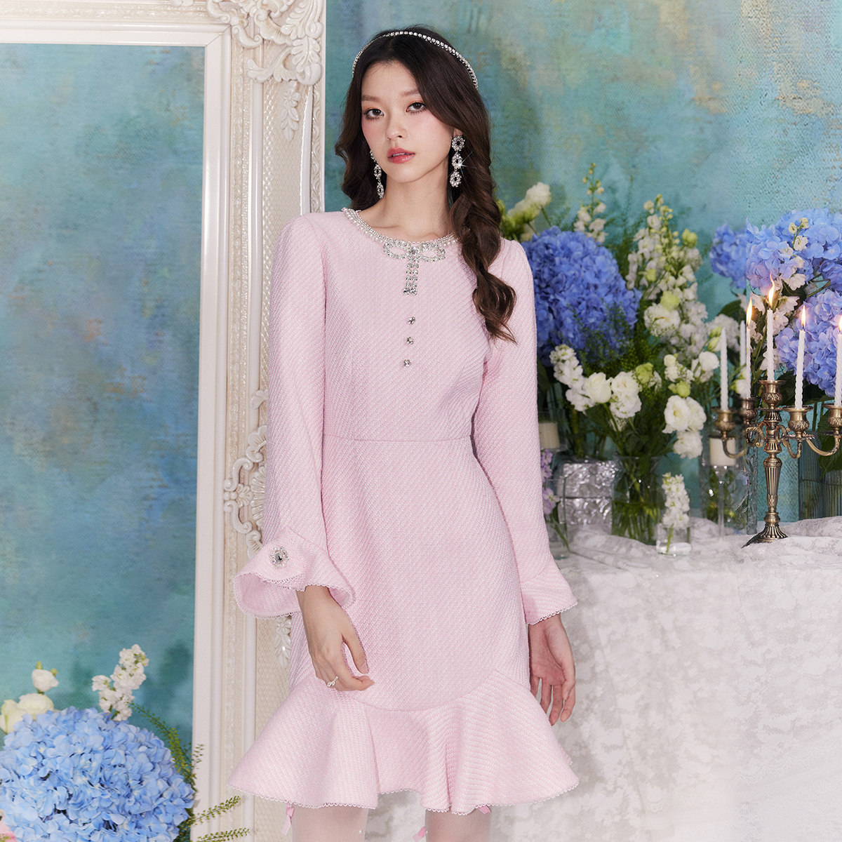 【限时直降】伊华花园连衣裙轻奢法式设计小众长袖短裙530AQ0008,女装/女士精品,连衣裙,淘宝优惠券,粉丝福利购,淘宝优惠卷