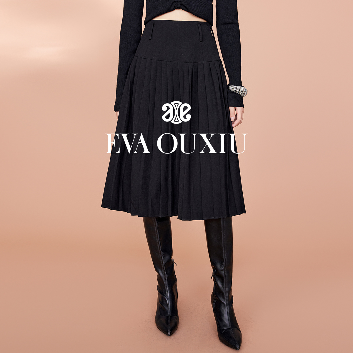 【限时直降】伊华欧秀百褶半身裙女经典A字宽松显瘦长裙E35AQ0870