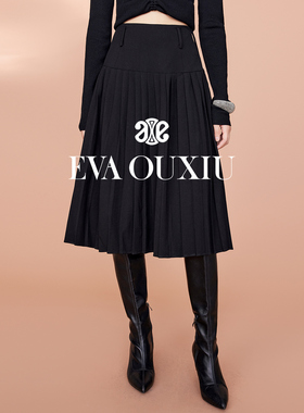 【限时直降】伊华欧秀百褶半身裙女经典A字宽松显瘦长裙E35AQ0870