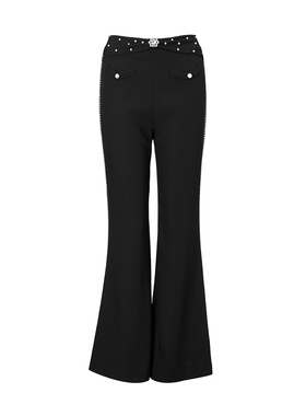 【限时直降】伊华欧秀千金风珍珠喇叭裤显瘦休闲长裤550AK0043