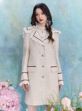 【限时直降】伊华欧秀千金风大衣冬新粗花呢子外套550LS0025