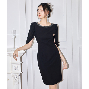 型连衣裙 42KAQ5028 圆领日常修身 短袖 限时直降 伊华欧秀夏季