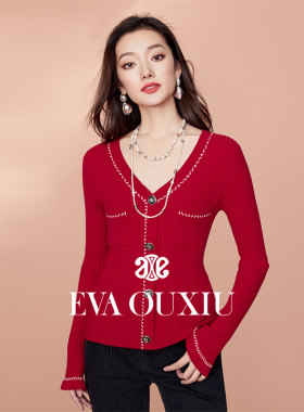 OUXIU/欧袖V领小香风修身