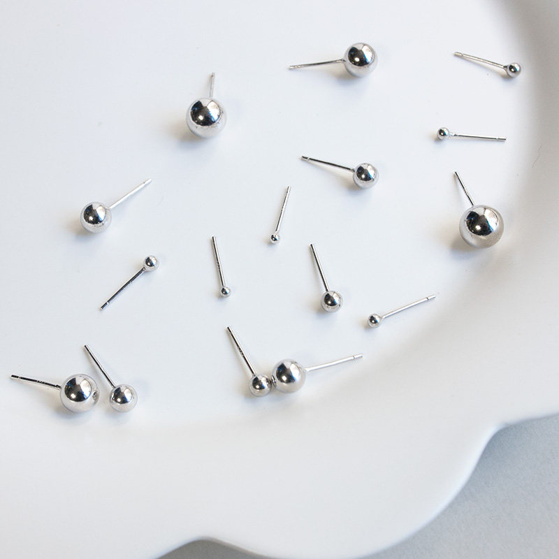 光珠圆球S925纯银豆豆耳钉耳环养耳棒时尚简约男女配饰睡觉不用摘