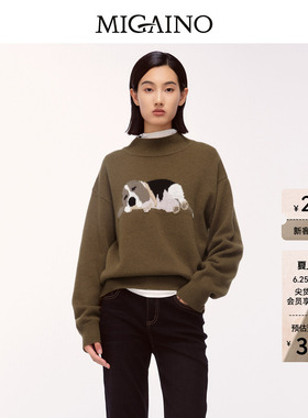 Migaino曼娅奴女装冬季新款宽松休闲卡通提花毛衣MO42WH220