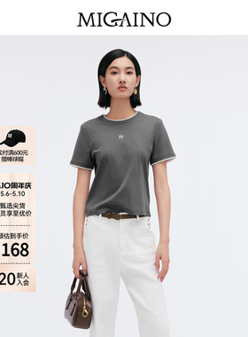 【商场同款】Migaino曼娅奴 新款圆领短袖灰色T恤女MP12RA035