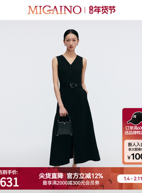 Migaino曼娅奴女装2025春季新款气质感通勤无袖连衣裙MP12DE021