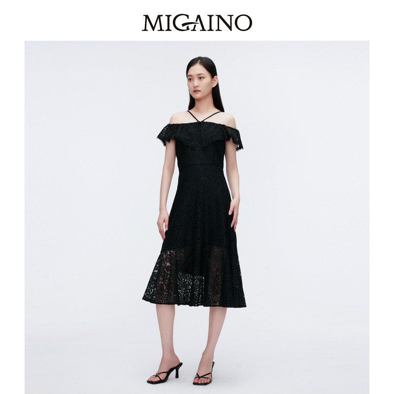 【商场同款】Migaino曼娅奴女装优雅时尚吊带蕾丝连衣裙MO22DA153