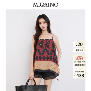 Migaino曼娅奴女装2026夏季新款民族风几何印花吊带衬衫MQ22AD023