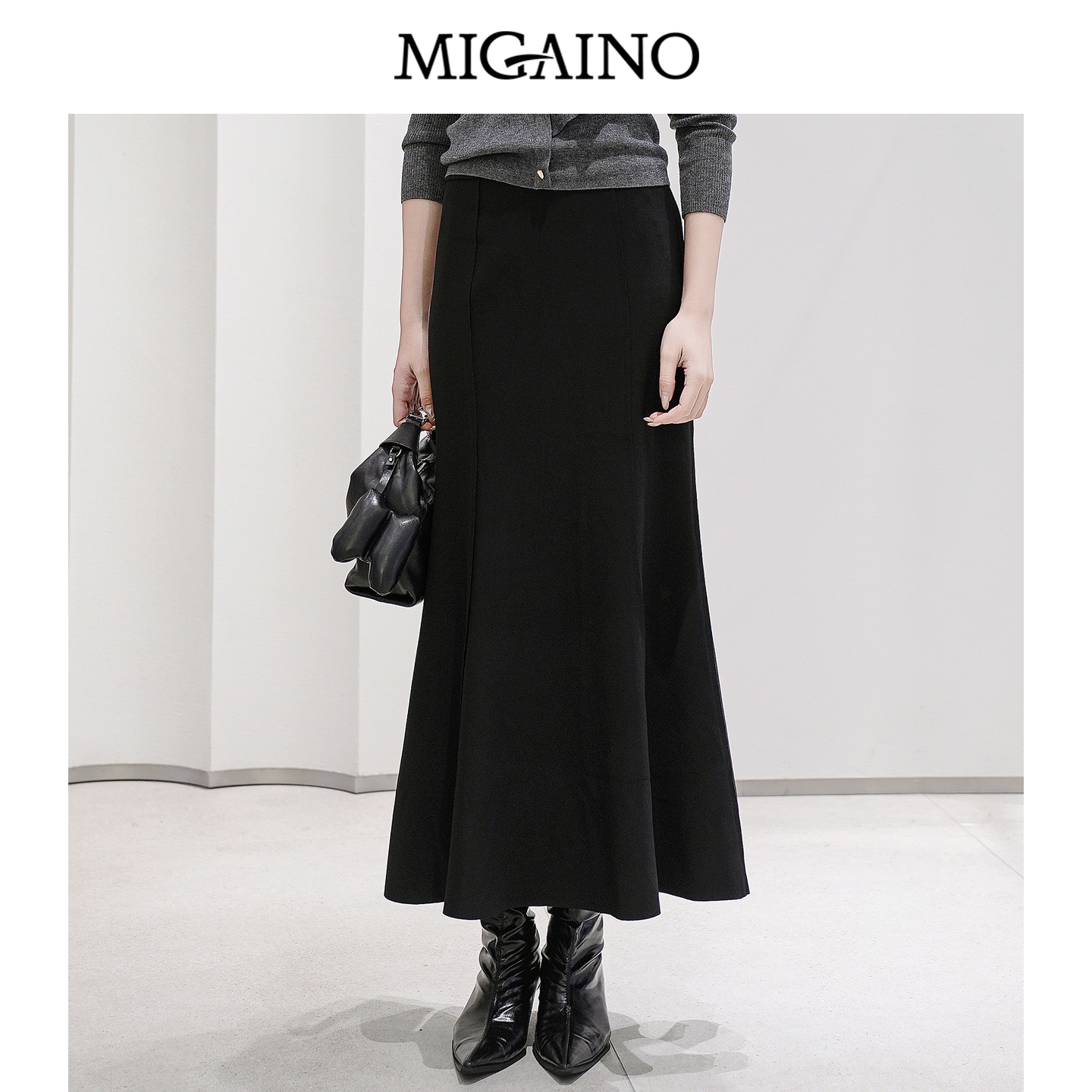 Migaino曼娅奴黑色半身裙