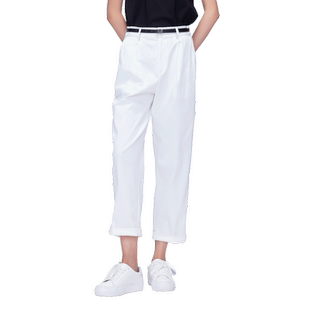 Migaino曼娅奴女装秋新款白色薄款休闲裤九分裤MO32BC022