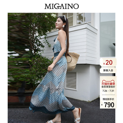Migaino曼娅奴女装2026年夏季新款设计感复古无袖连衣裙MQ32DE008