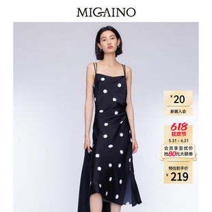 Migaino曼娅奴女装秋季新款设计感波点吊带连衣裙MO32DD066