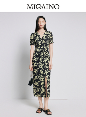 【商场同款】Migaino曼娅奴女装收腰显瘦别致印花连衣裙MP22DA059