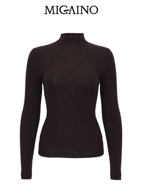 Migaino曼娅奴女装秋冬新款气质简约百搭半高领打底毛衣MP42WH227