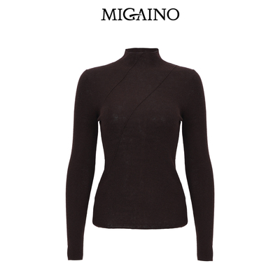 Migaino曼娅奴女装秋冬新款气质简约百搭半高领打底毛衣MP42WH227