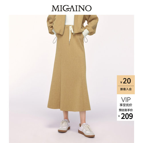 Migaino曼娅奴女装秋冬新款韩式优雅高腰包臀半裙MO42EB030