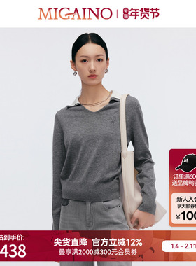Migaino曼娅奴女装2025春新款简约气质高级感灰色毛衣MP12WH204