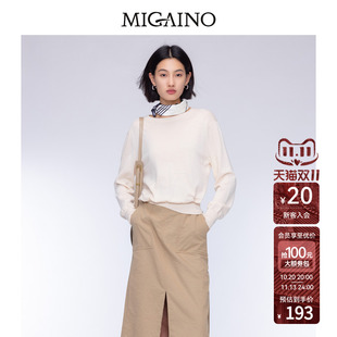 Migaino曼娅奴女装秋季新款简约轻薄打底套头毛衣MO32WH243