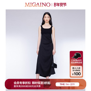 Migaino曼娅奴女装秋季新款时尚设计感拼接背心裙MO32DE050