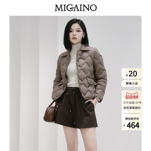 Migaino曼娅奴女装冬新款小个子轻薄短款90绒子白鸭绒羽绒服外套