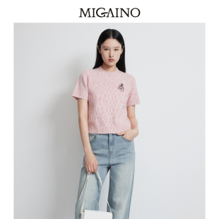 2025早春新款 Migaino曼娅奴女装 花纱软糯气质感套头针织上衣