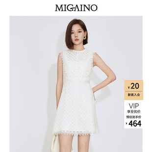 Migaino曼娅奴女装2026年夏季新款高级感优雅修身蕾丝无袖连衣裙